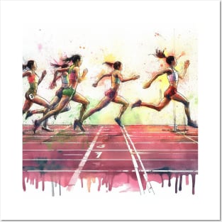 Artistic illustration of women in a sprinting Posters and Art